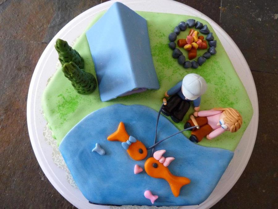 Camping And Fishing Anniversary Cake Cakecentral Com