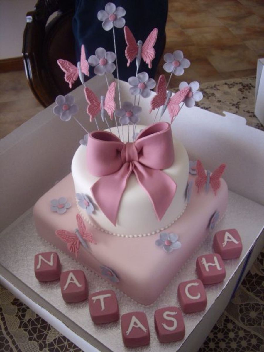 Pink And Purple Christening Cake Cakecentral Com Pink And Purple Christening Cake On Central