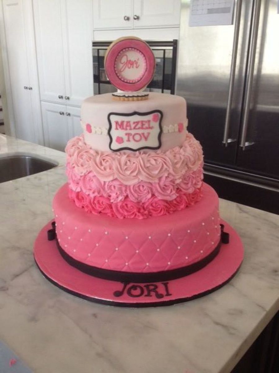 Pink Ombre Bat Mitzvah Cake - CakeCentral.com