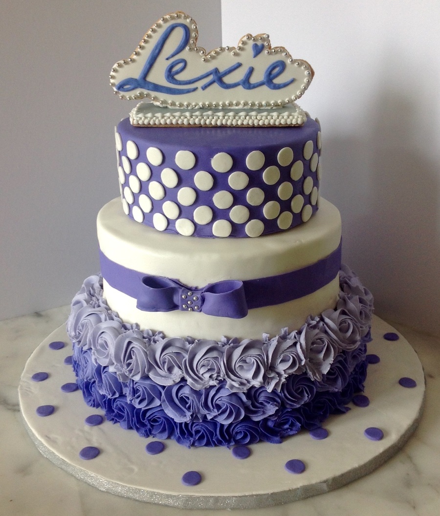 Bat Mitzvah Cake With Cookie Topper - CakeCentral.com