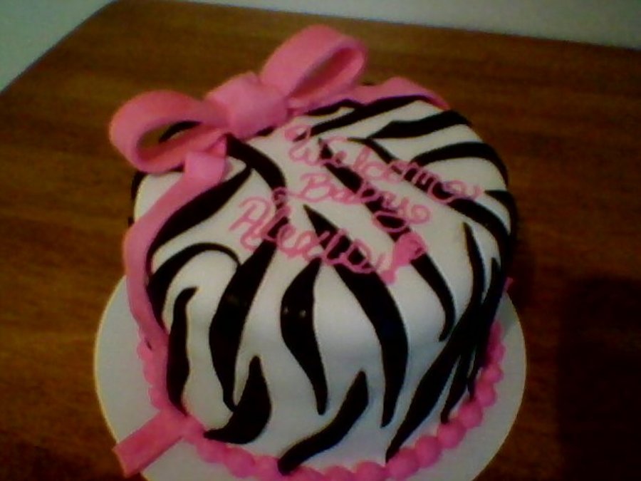 Pink And Black Zebra Striped Cake