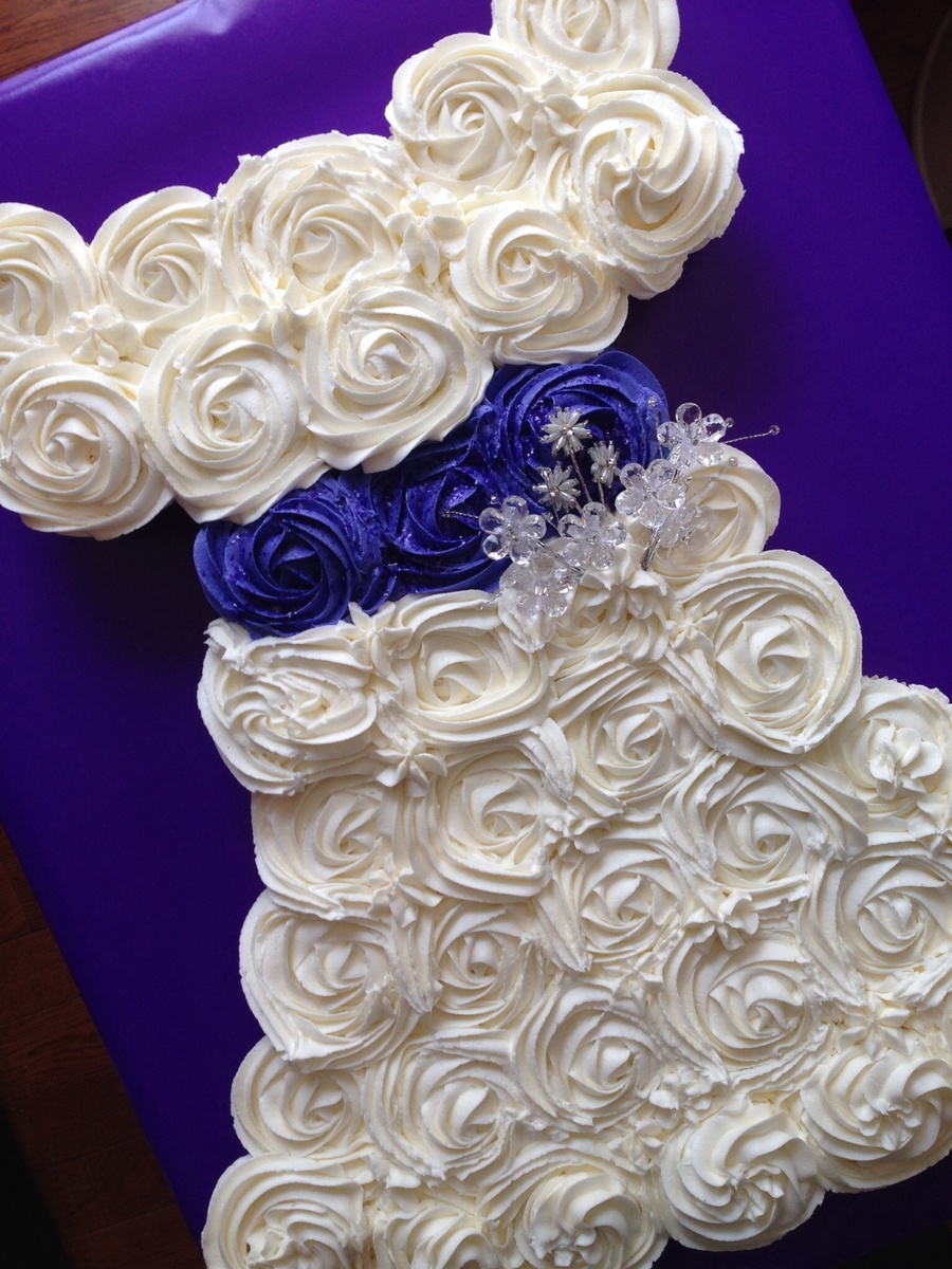 Bridal Shower Cake Made Out Of Cupcakes In The Shape Of A Wedding Dress