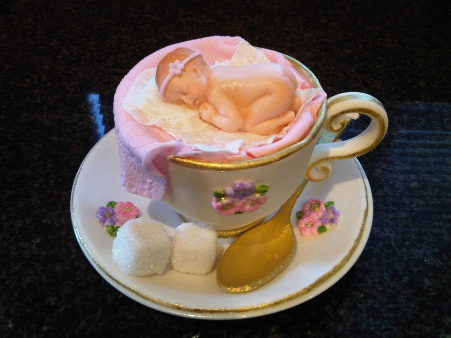Gumpaste Baby In Tea Cup
