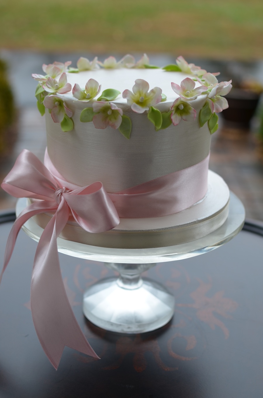 Carrot Cake With Pearlized Fondant And Gum Paste Blossoms And Leaves
