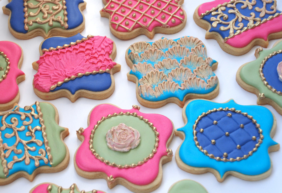 Fancy Square Jewel Tone Cookies