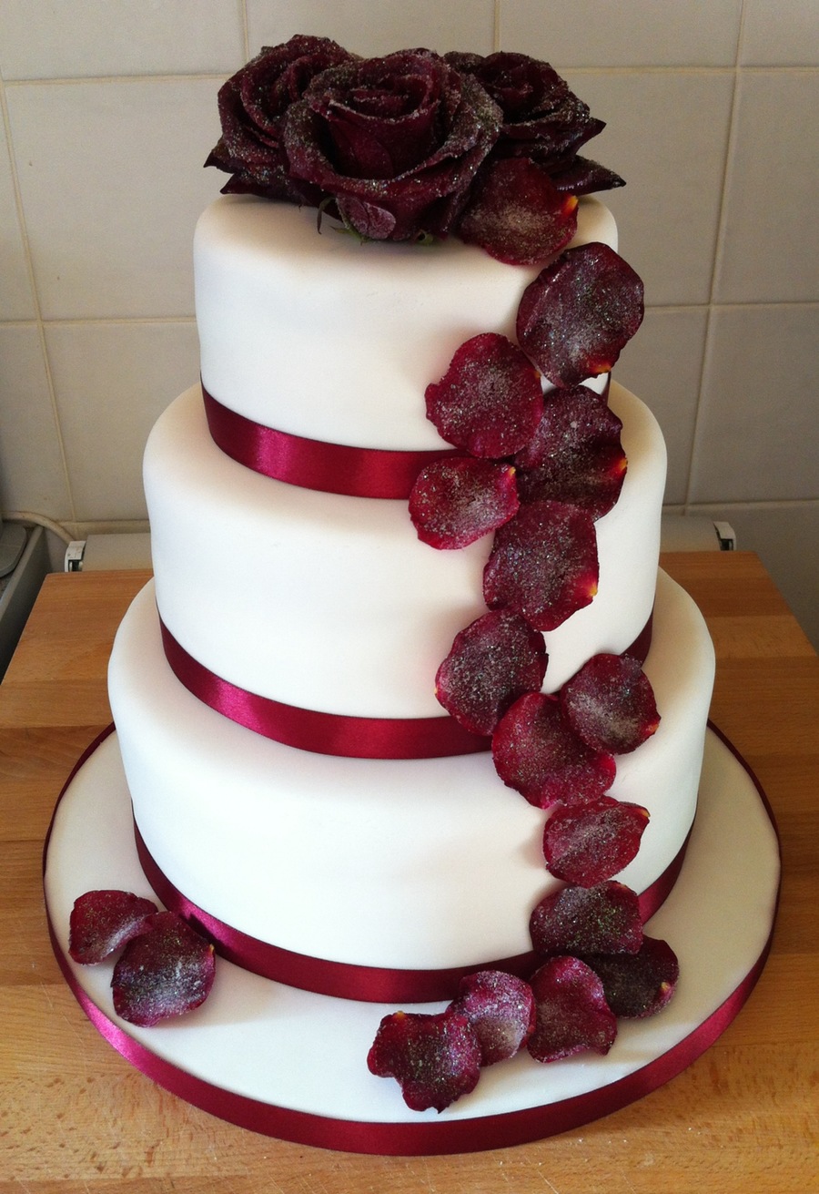 Crystallised Rose Petal Wedding Cake