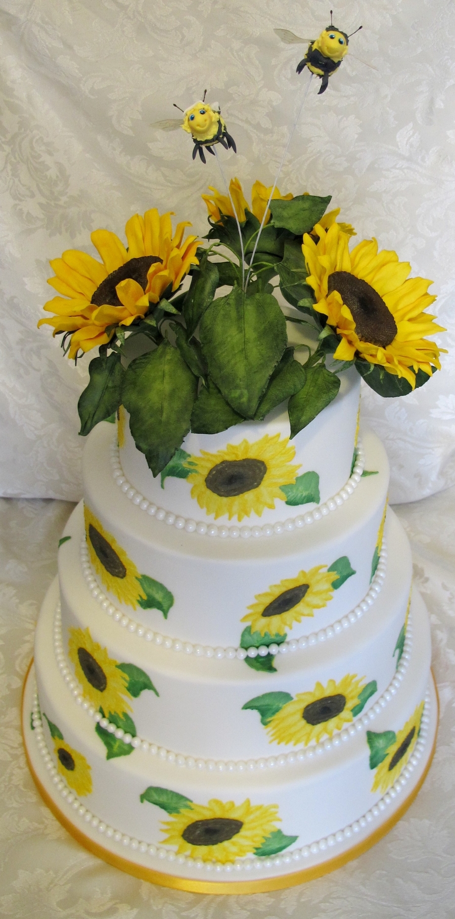 Sunflower Wedding Cake With Bees