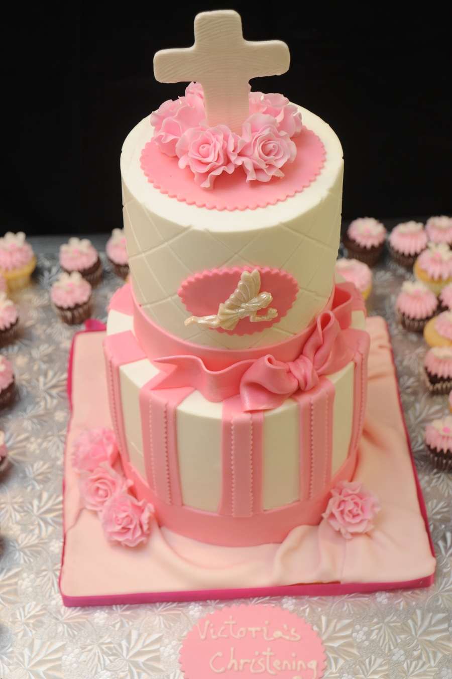 Pink Christening Cake - CakeCentral.com