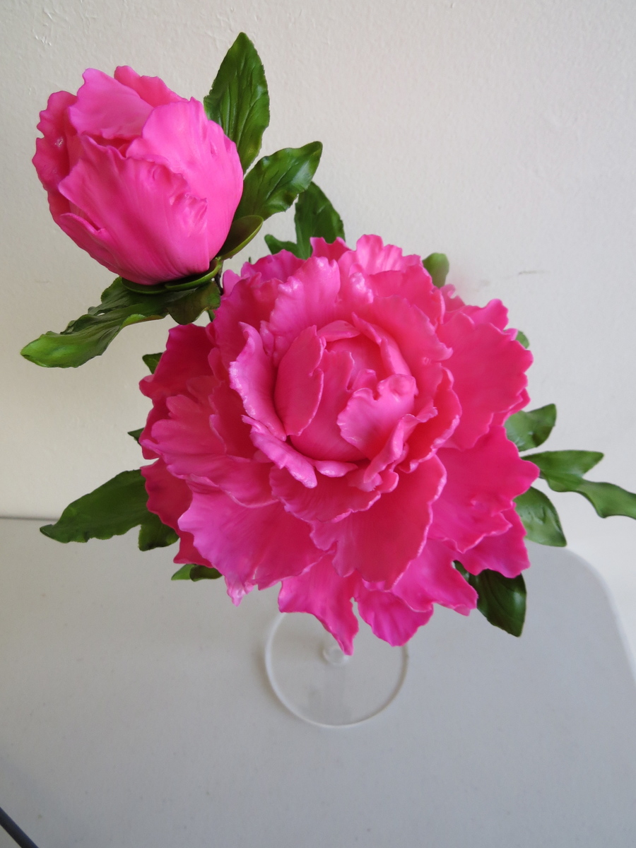 Gum Paste Peony With A Bud And Leaves Made This For My Mom ...