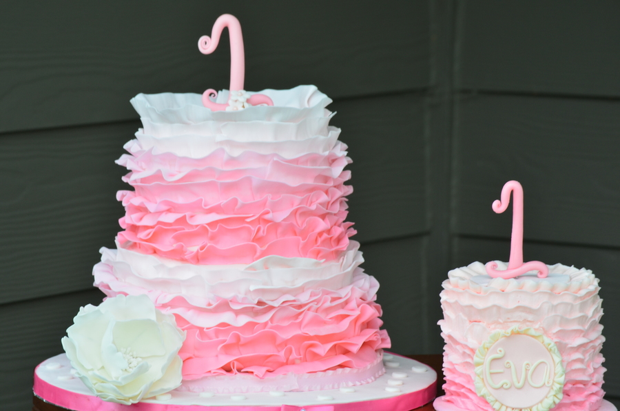 Pink Ombre Ruffle Cake - CakeCentral.com