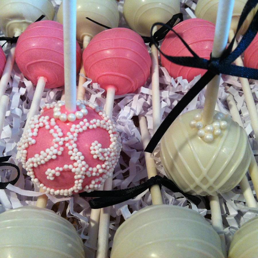 Engagement Party Cake Pops In Cute Pink And White