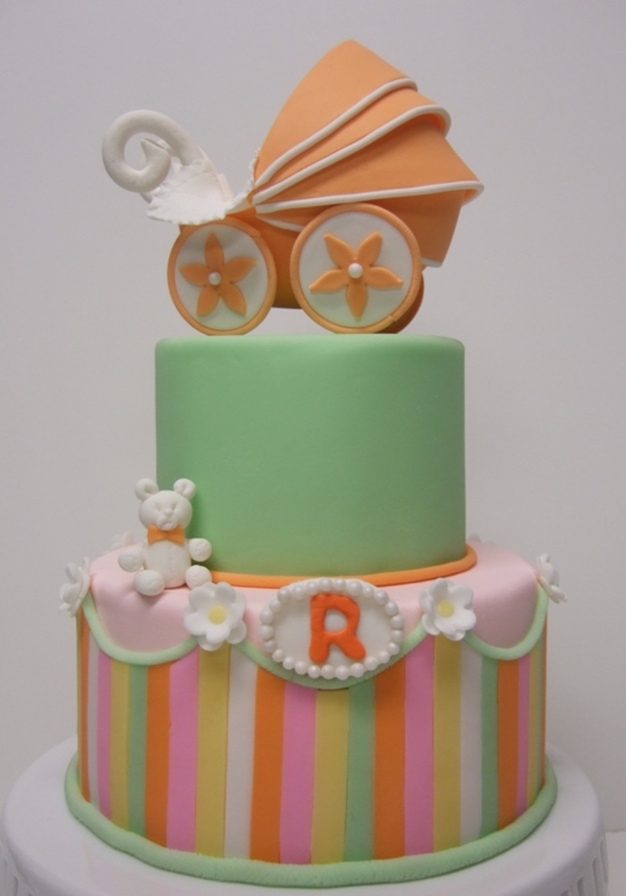Baby Shower Cake With Stroller Topper CakeCentralcom 900 896918UE08 Baby Shower Cake With Stroller Topper Baby Shower Cake With Stroller Topper
