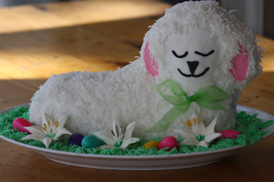 Chocolate Easter Lamb Cake Covered In Coconut To Give The Fur Effect