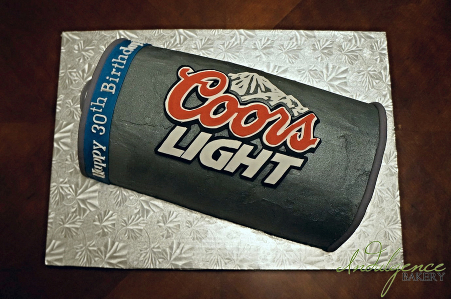Coors Light Can Cake Covered With Buttercream Decorated With Fondant Cut By Hand Silver