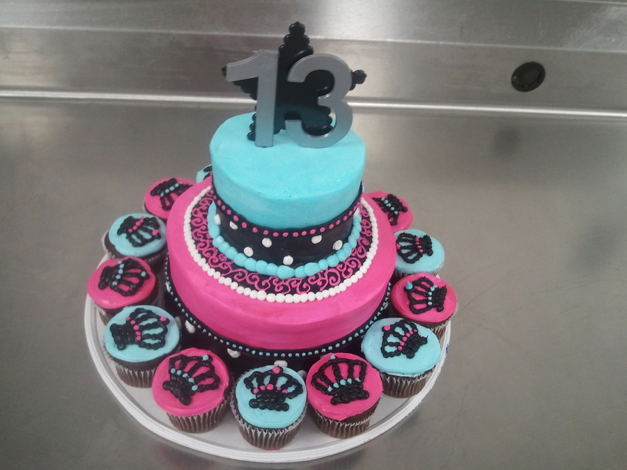 This Is A 2 Tier Cake With Buttercreme Icing In A Hot Pink And ...