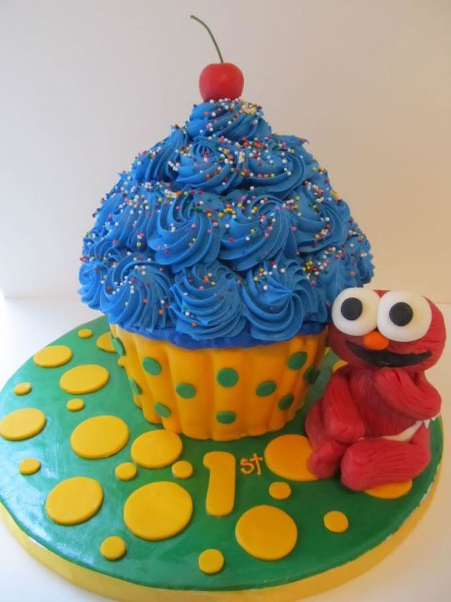 Giant Cupcake Smash Cake Elmo Figurine Cakecentralcom