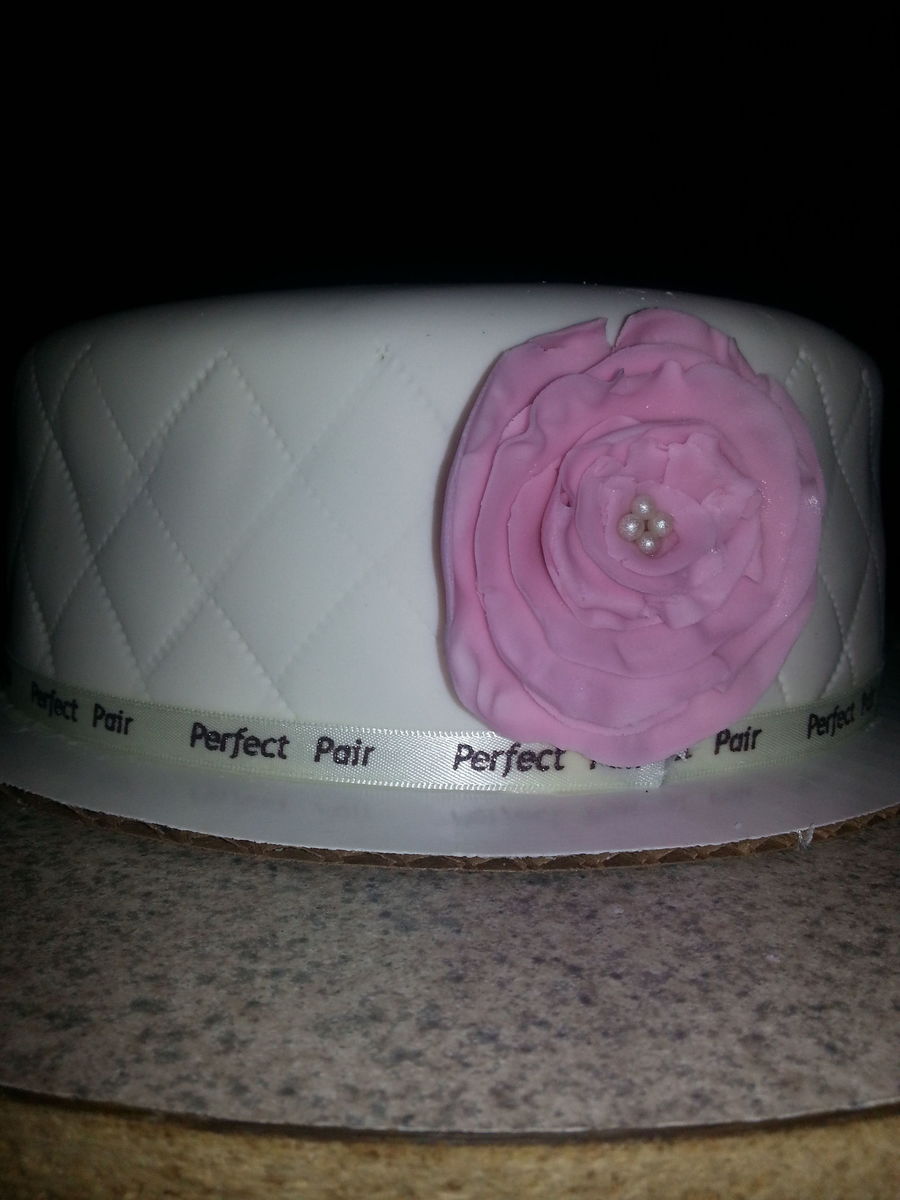 My First Fondant Quilt Round With Ruffle Flower Cake Is Spice And Cream