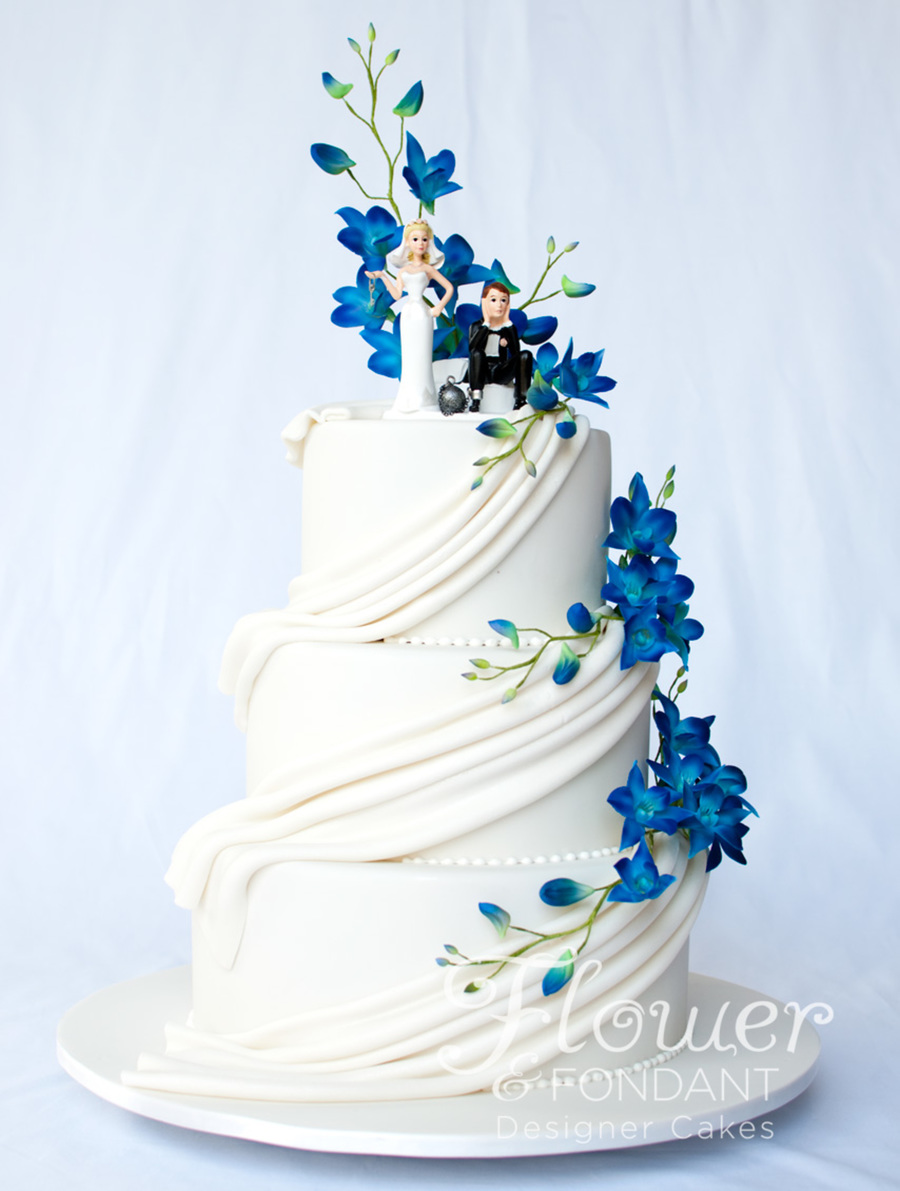 Blue Orchids Wedding Cake Design Blue Orchids Wedding Cake Design