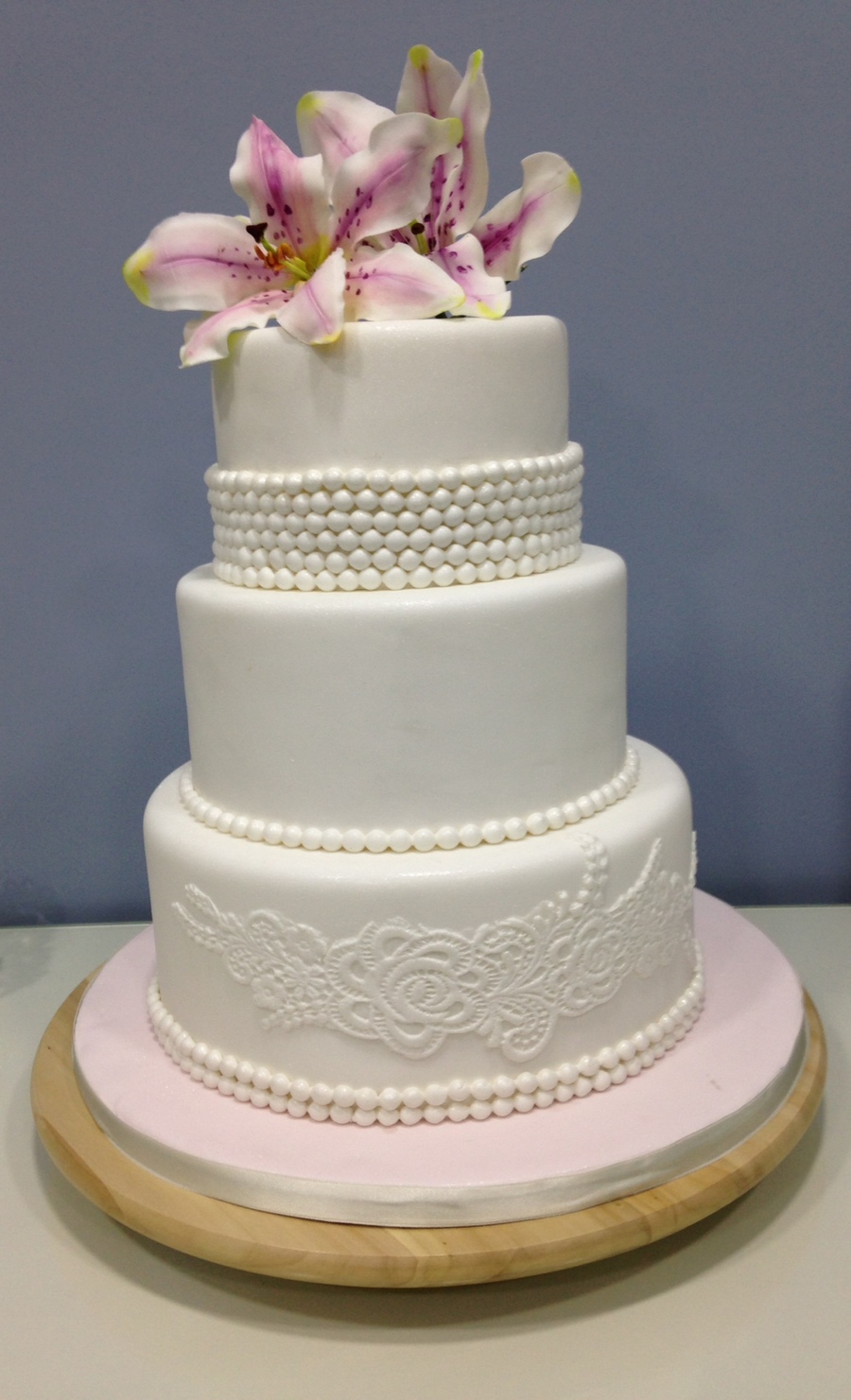 Gum Paste Lilies Wedding Cake