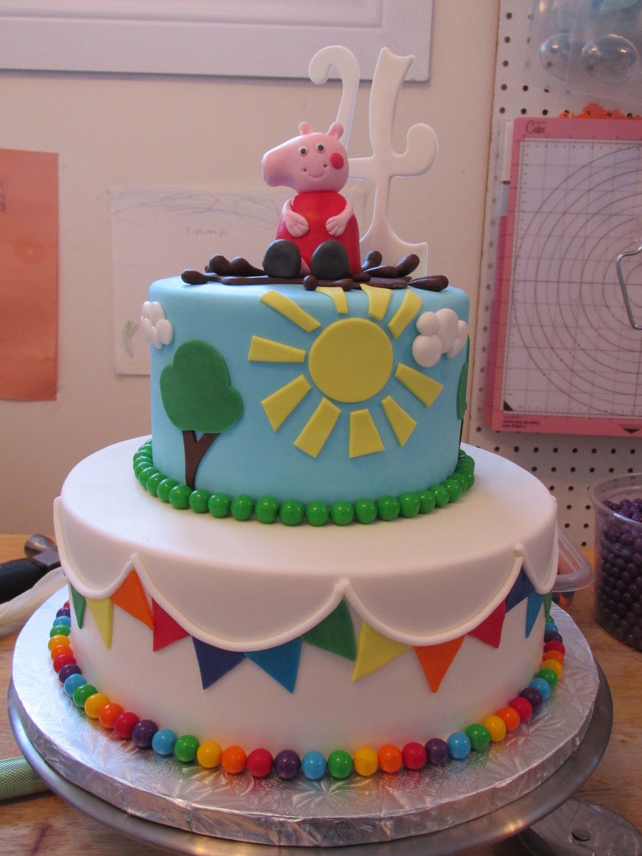 Peppa Pig Themed Tiered Birthday Cake