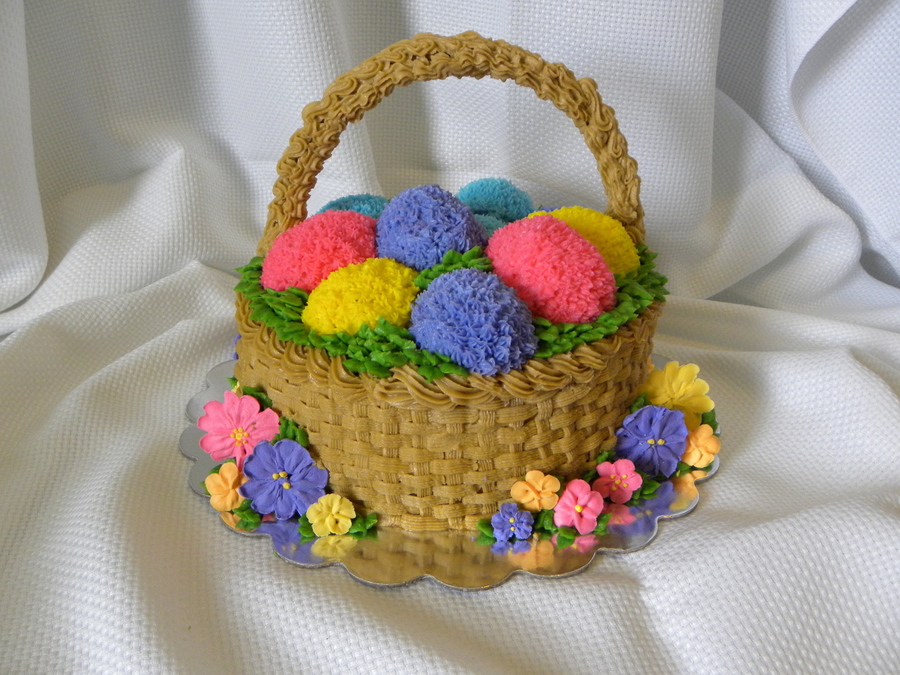 Easter Basket Cake With Basket Weave Piping