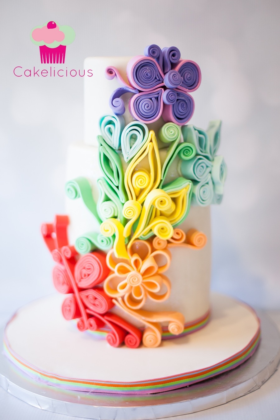 Rainbow Sugar Quilled Cake