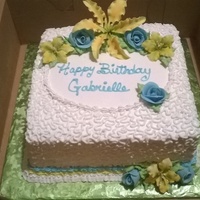 Corneli Lace Yellow and blue theme cake with Corneli Lace.