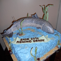 Sportbc Fishing Derby Cake This was made for their year end BBQ in Nanaimo, BC. It is a chocolate buttercream cake with fondant accents. The fish is rice crispies...