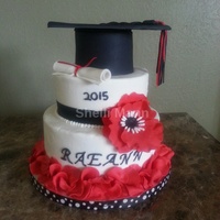Black And Red Graduation Cake This is a buttercream cake with fondant and gumpaste accents.