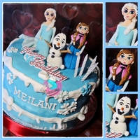 Frozen Cake Sacher Torte base cake covered with fondant. 3D fondant figurines in Frozen Theme seem popular in my order list. Enjoy it :)