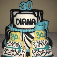 Zebra Cake Zebra with Tiffany Blue decor.