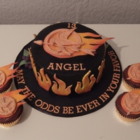 Hunger Games Cake I made this for my daughter's 13th birthday. It is chocolate cake with milk chocolate ganache. I airbrushed the ganache black as she...
