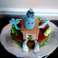 Box Troll's "fish" My first effort at molding something like this. Hand-painted the accents and molded rice krispy treat for the inside of the box.