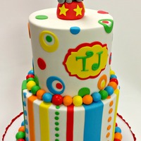 Elephant Birthday Cake Fondant covered cake with fondant elephant topper