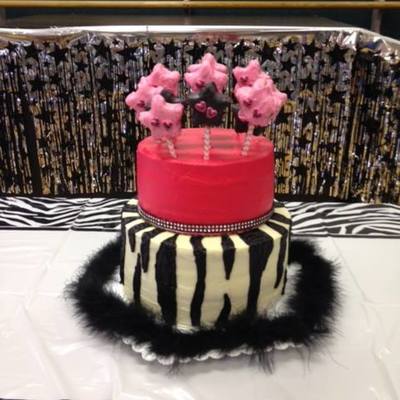 Zebra Hot Pink Fuzzy Dance School Birthday Cake