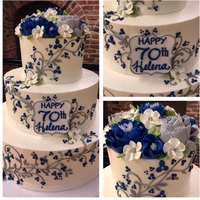 Floral Scrolling Buttercream Cake All buttercream stacked cake with buttercream flowers