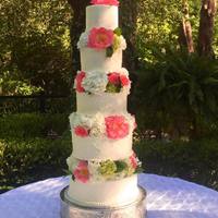 Pipping And Petals This is cake I did for my cousin. I was also in the wedding and if that wasn't enough this was in 90 degree heat!!!!