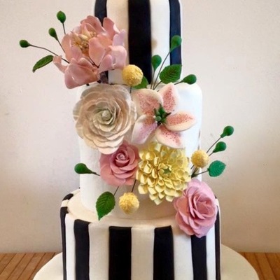 Black And White Stripe Wedding Cake