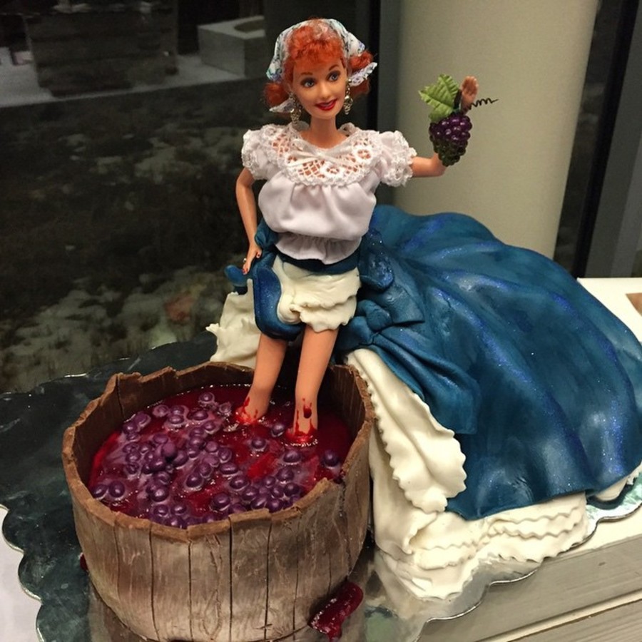 Lucy Stomping Grapes