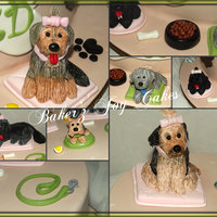 Dogs Cake Dummy cake with all hand made edible dogs and accessories. Each Dog is hand made and then painted.
