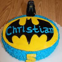 Batman Cake Pretty basic cake with both fondant and buttercream. The cake was blue velvet which was convenient for the color scheme used.