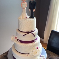 White And Purple Wedding Cake I made this cake for my friend's wedding. Everything is handmade.