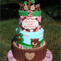 Pink Camo/woodland Themed Cake I made this cake for twin girls celebrating their 2nd birthday with a pink camo themed party. Thank you for looking!