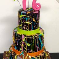 Paint Splatter Cake cake for colored foam birthday party.