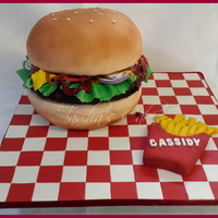 Burger Cake Burger and Chips for cassidy