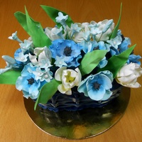 Flower Basket Flower basket with blue flowers