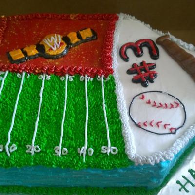 Baseball, Football, Wwe Birthday Cake