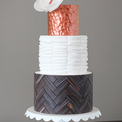 Herringbone Wood, Rouch & Hammered Copper Cake