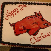 Razorback Cake The Razorback has been painted on the cake with buttercream.