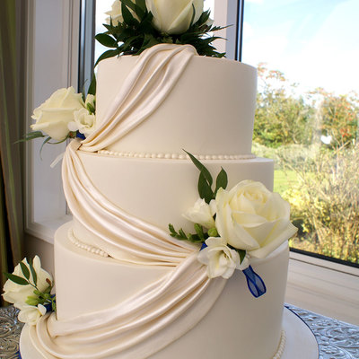 Classic Wedding Cake - Shimmering White Swags